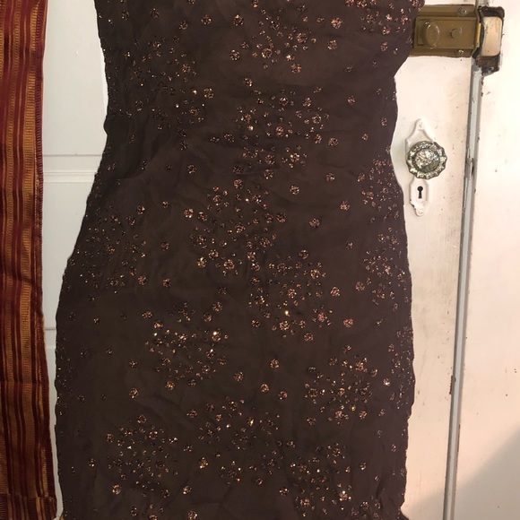 Vintage “Judy Hornby Couture” Dress brown long Med - Picture 3 of 3